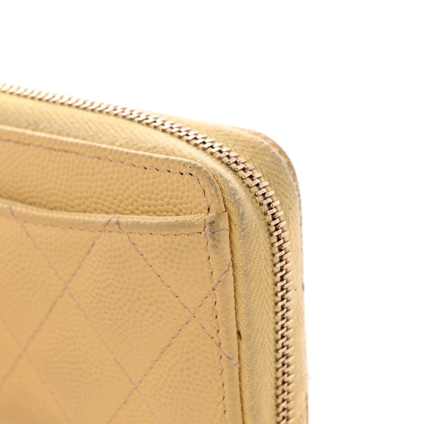 Caviar Quilted Zip Coin Purse Yellow