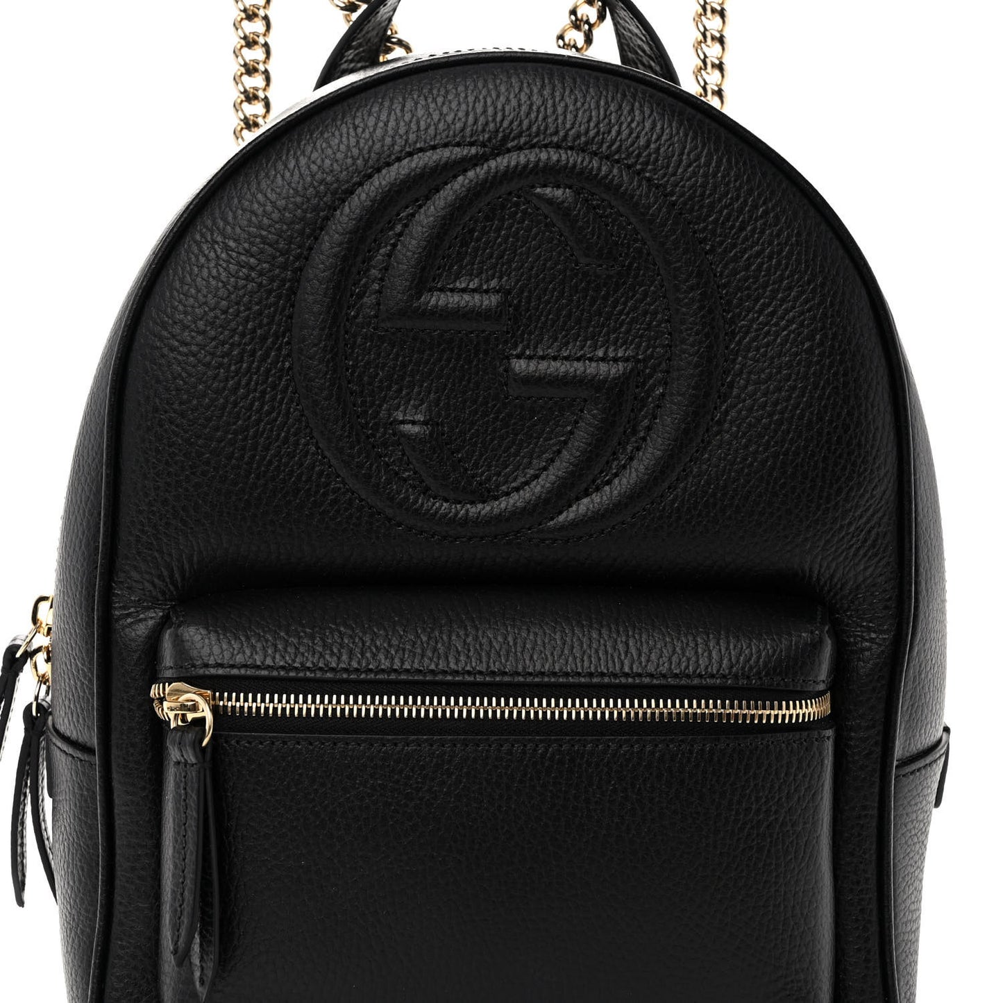Pebbled Calfskin Soho Chain Backpack Black