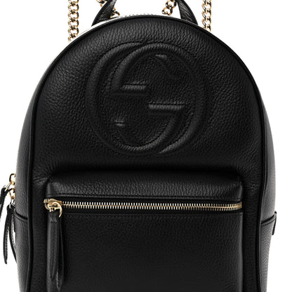 Gucci Pebbled Calfskin Soho Chain Backpack Black 7 of 9
