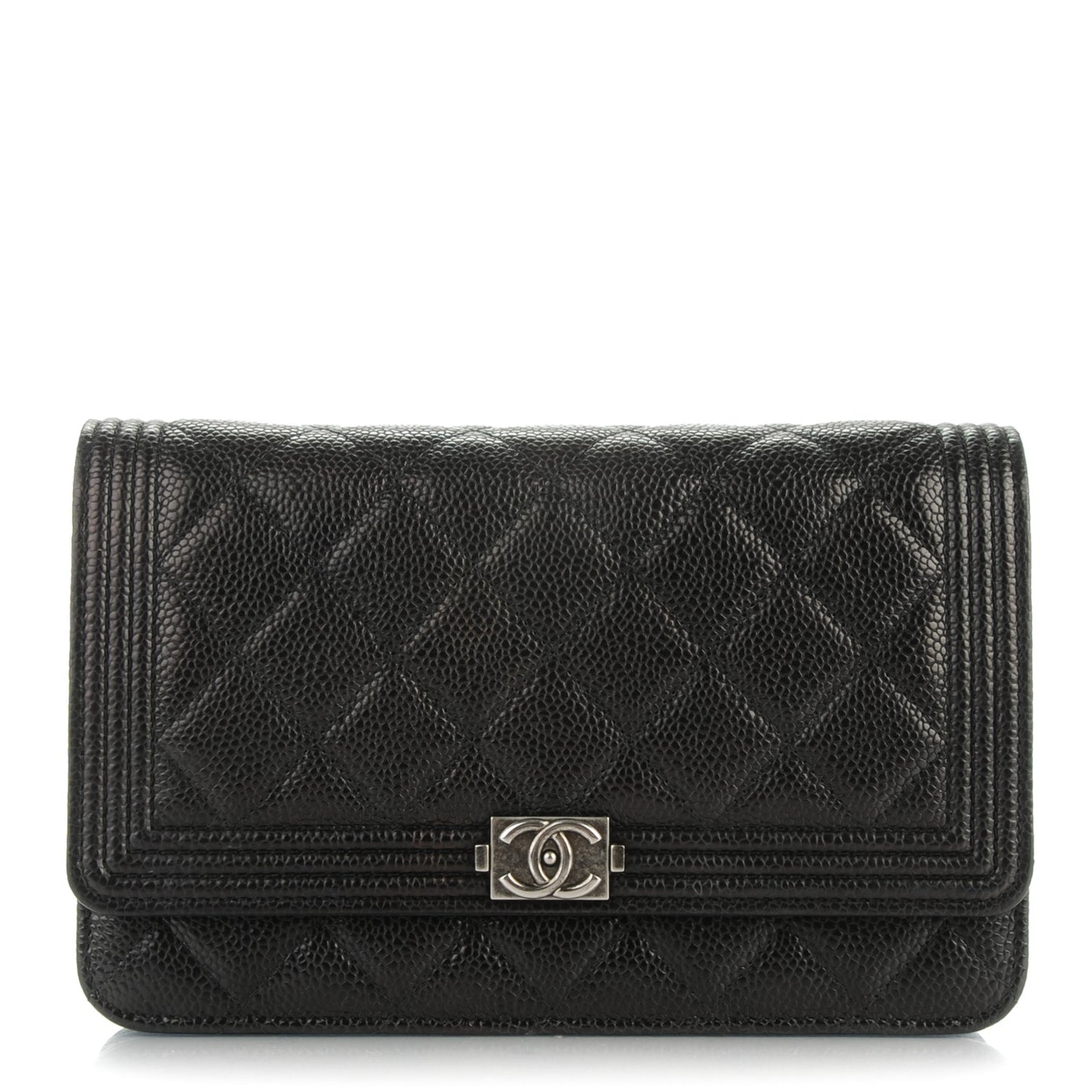 Caviar Quilted Boy Wallet On Chain WOC Black