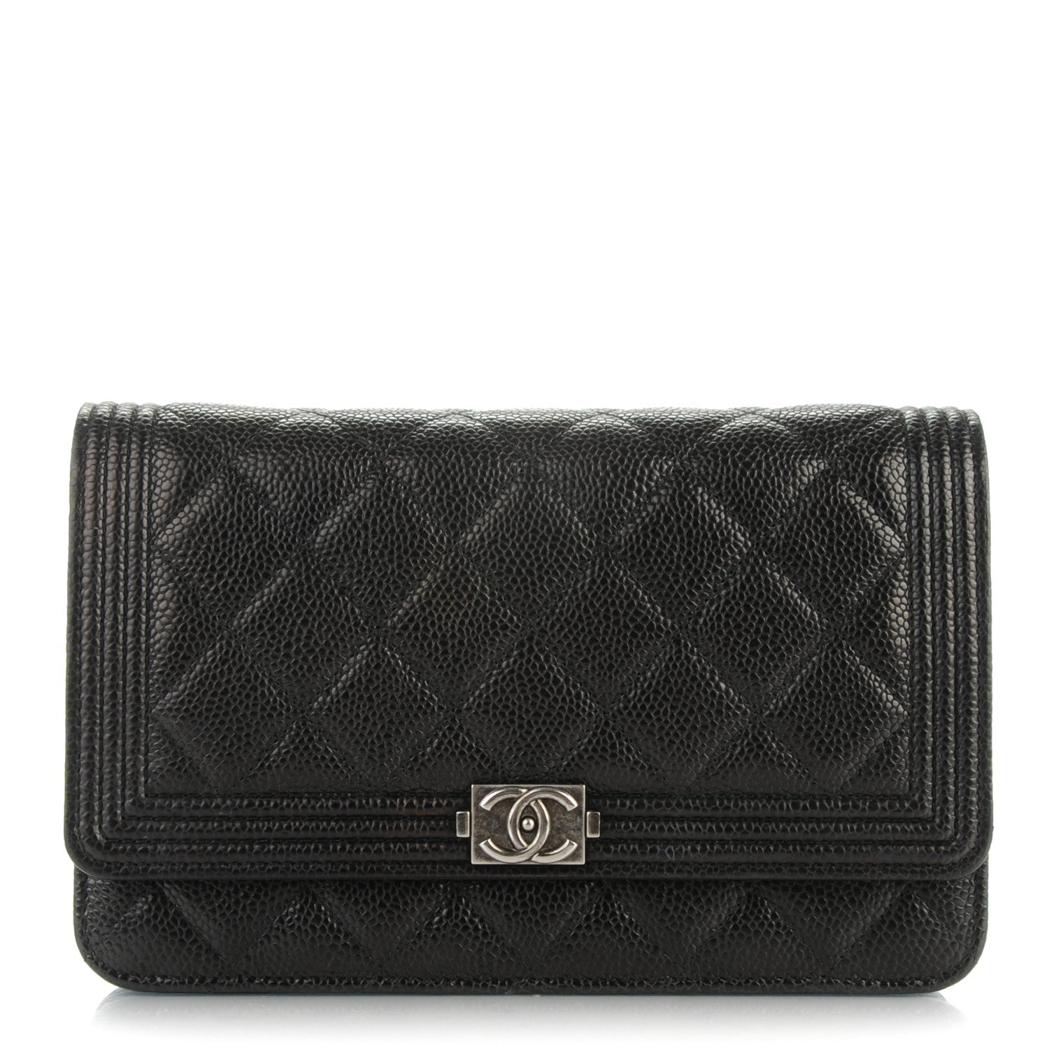 Chanel Caviar Quilted Boy Wallet On Chain WOC Black 1 of 8
