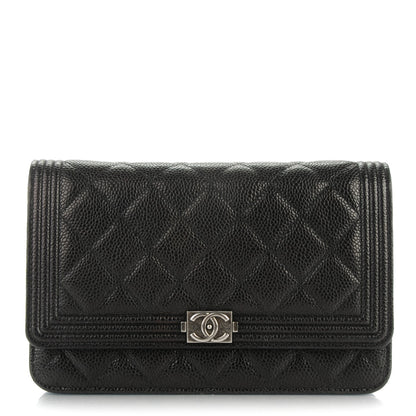 Chanel Caviar Quilted Boy Wallet On Chain WOC Black 1 of 8
