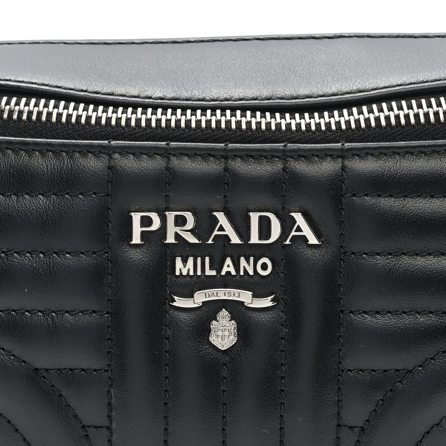 Prada Soft Calfskin Impunture Diagramme Belt Bag Black 8 of 10