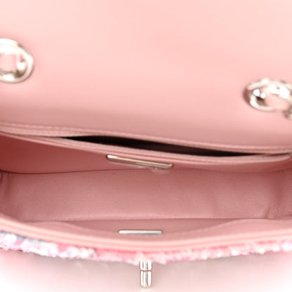 Chanel Sequin Mini Rectangular Flap Light Pink Silver 5 of 11