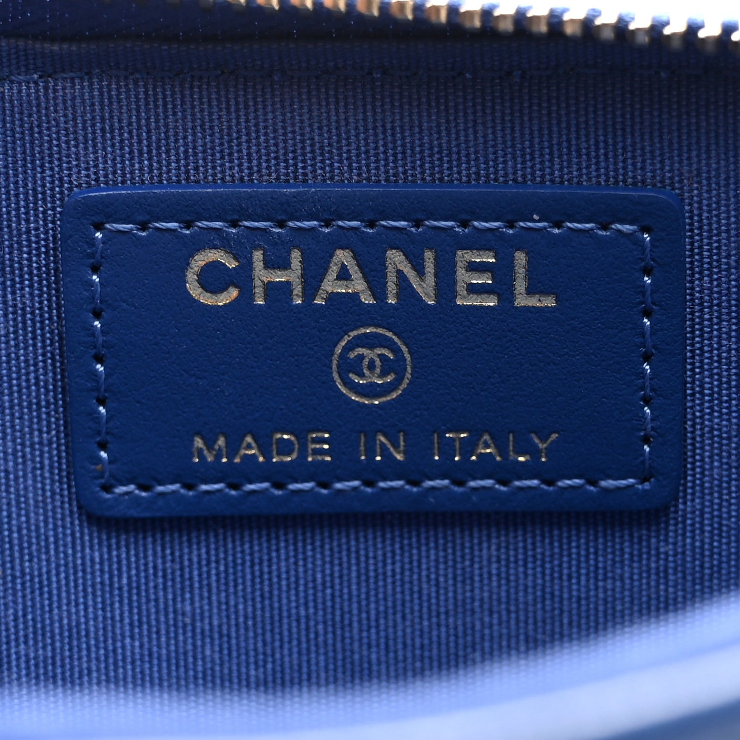 Shiny Goatskin Quilted Chanel 19 Flat Wallet Pouch Blue