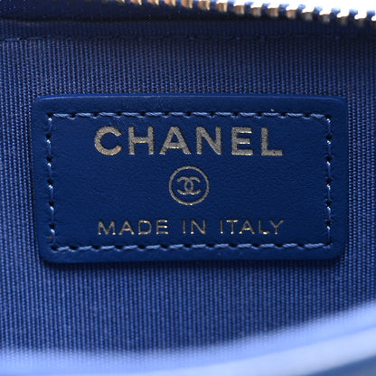 Chanel Shiny Goatskin Quilted Chanel 19 Flat Wallet Pouch Blue 6 of 7