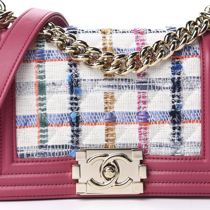 Chanel Lambskin Tweed Quilted Small Boy Flap Dark Pink 10 of 10