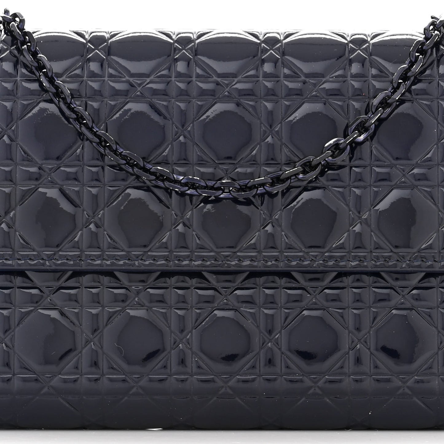 Patent Cannage Chain Wallet Navy Blue