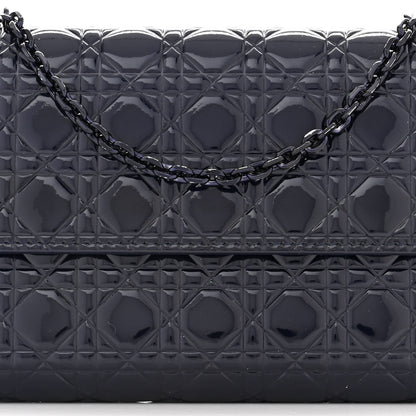 Christian Dior Patent Cannage Chain Wallet Navy Blue 9 of 12
