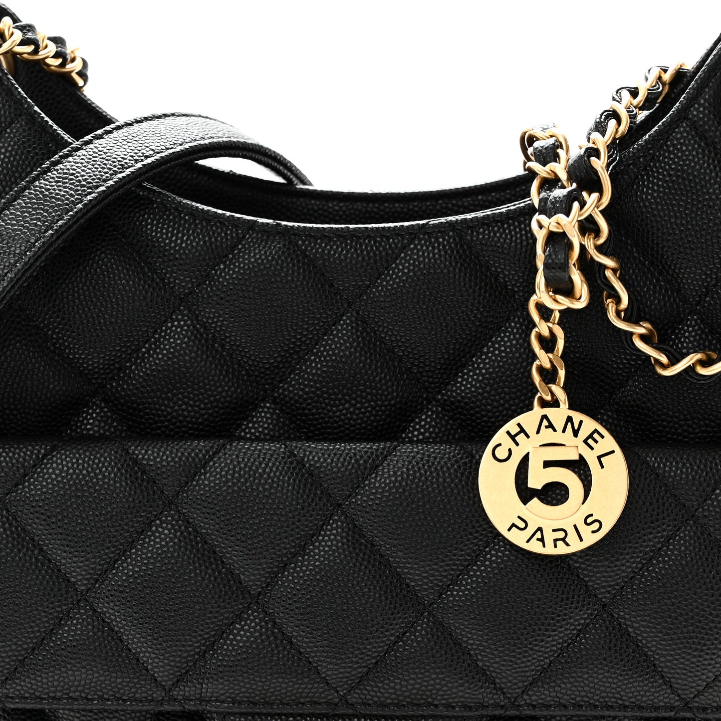 Caviar Quilted Wavy CC Hobo Black