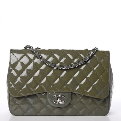 Chanel Patent Quilted Jumbo Single Flap Grey 1 of 12