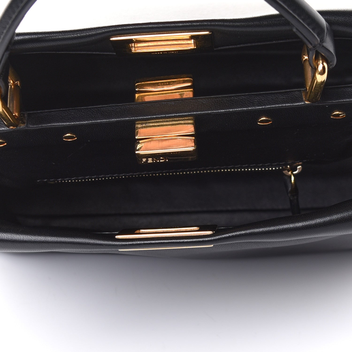 Fendi Nappa Mini Peekaboo Iconic Satchel Black 5 of 10