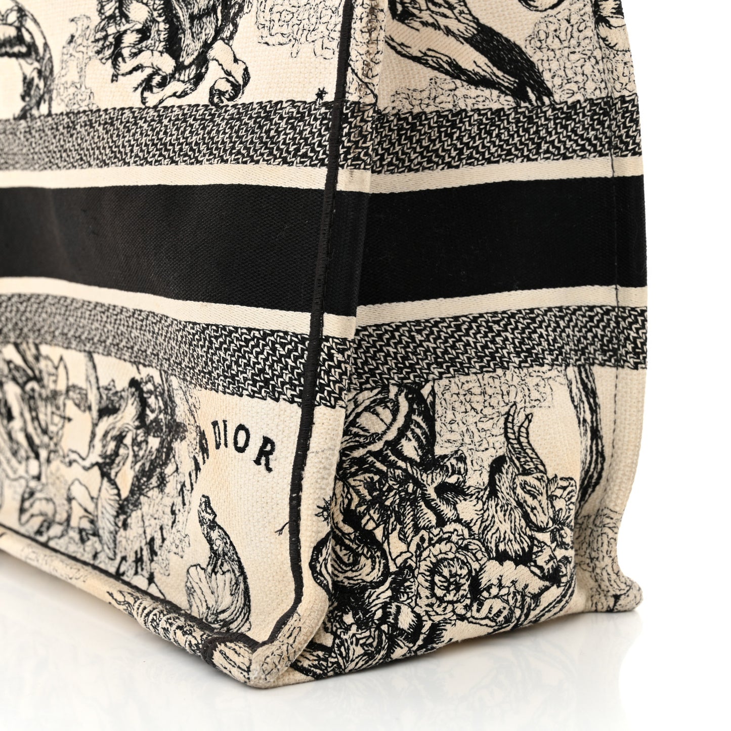 Canvas Zodiac Toile De Jouy Embroidered Medium Book Tote Latte