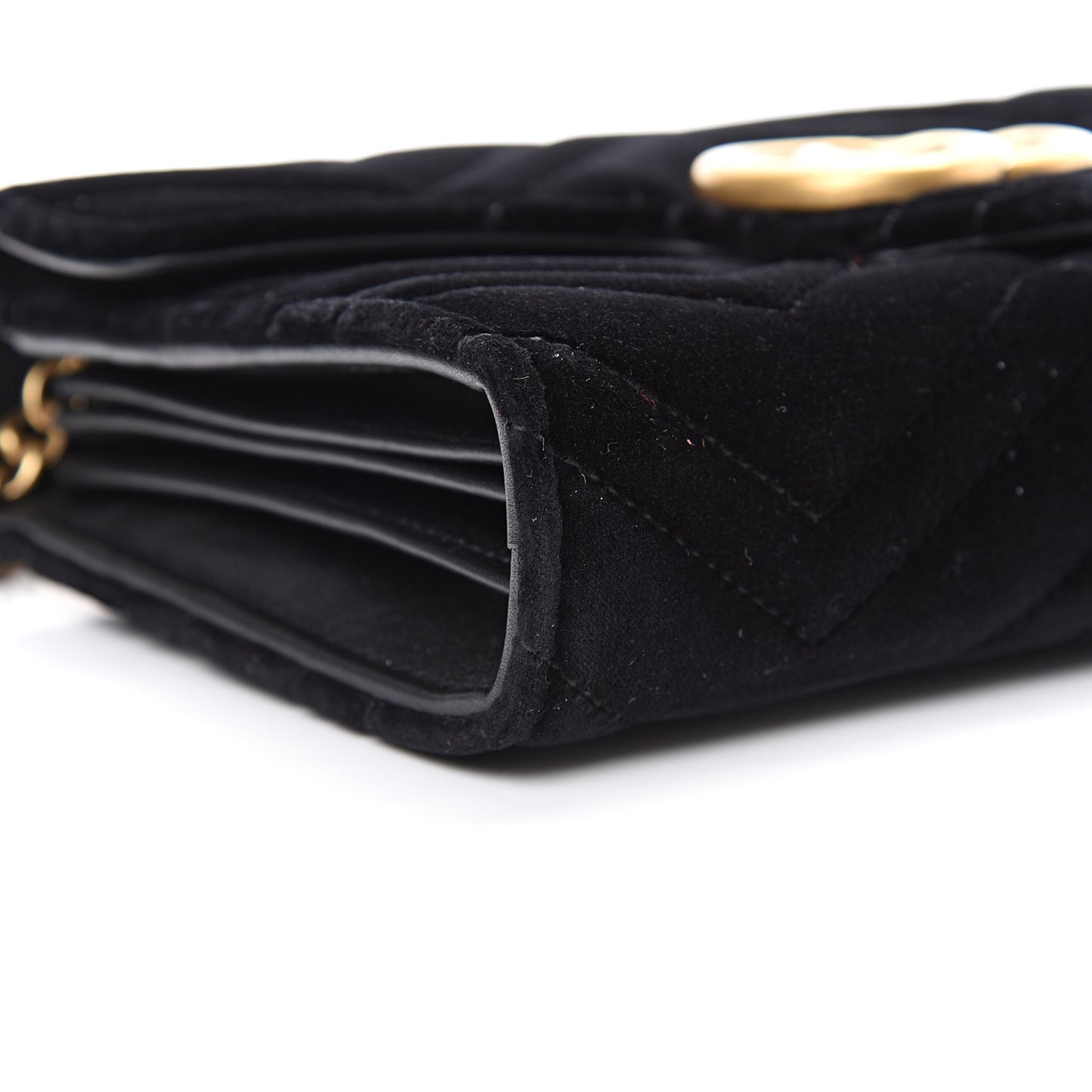 Velvet Matelasse GG Marmont Chain Wallet Black