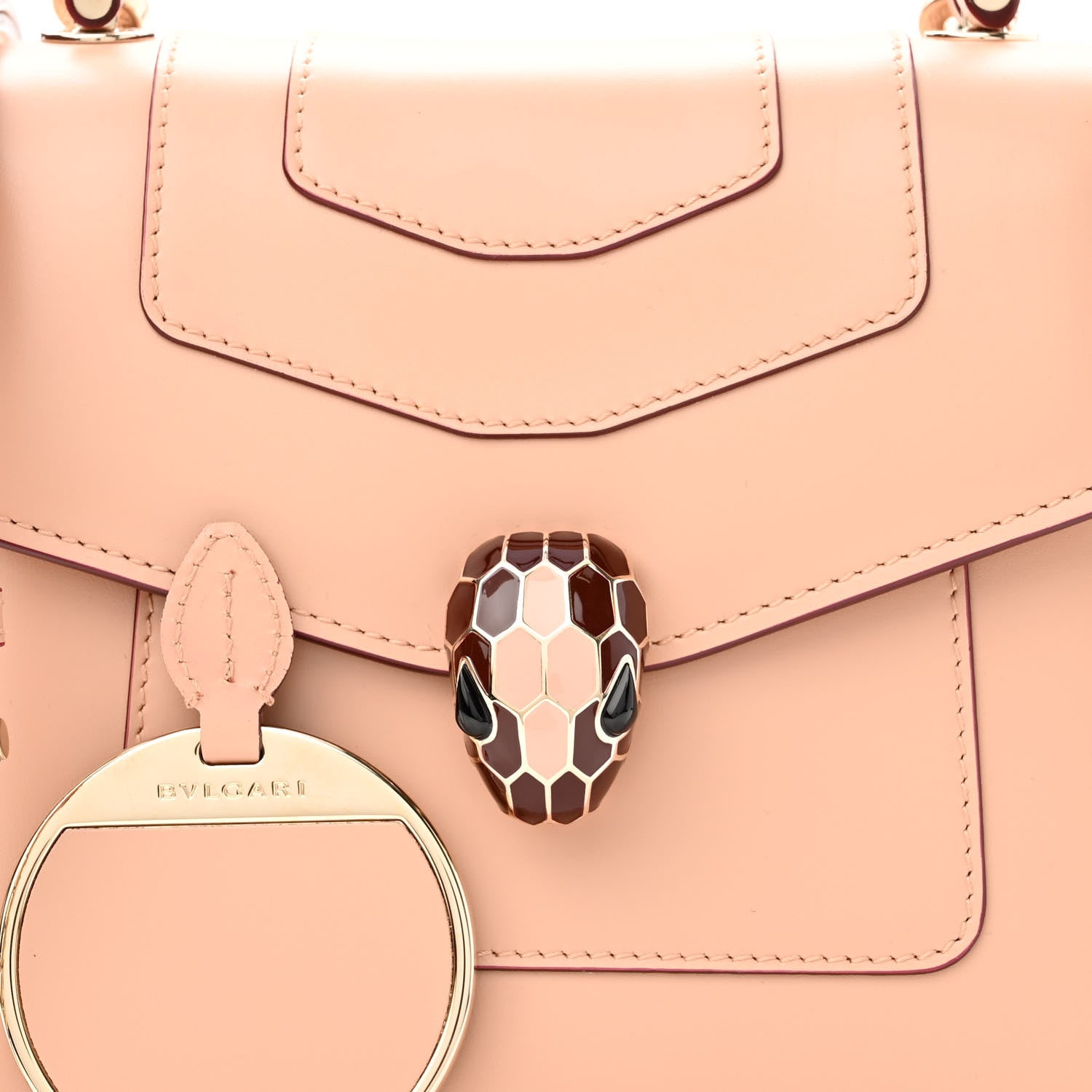 Bulgari Calfskin Serpenti Forever Top Handle Carmel Topaz 5 of 10
