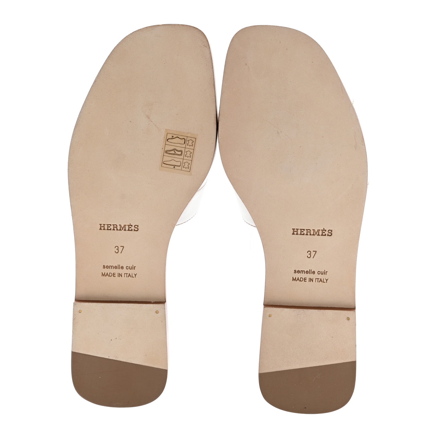 Hermes Box Calfskin Oran Sandals 37 White 7 of 8
