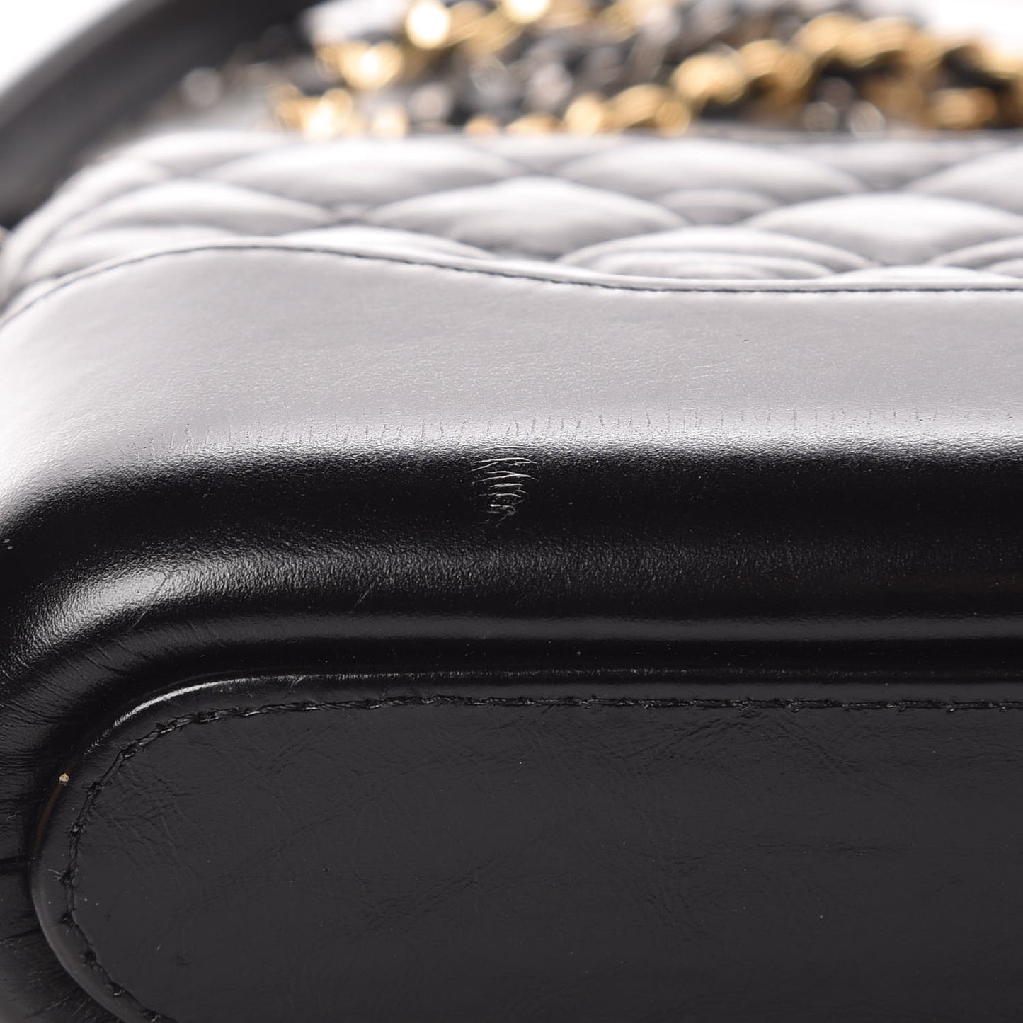 Aged Calfskin Quilted Small Gabrielle Clutch With Chain Black