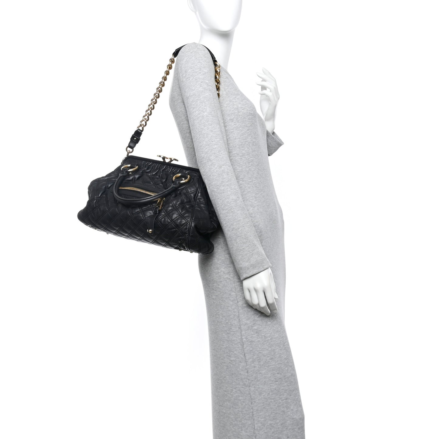 Calfskin Quilted Stam Black
