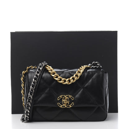 Chanel Goatskin Quilted Medium 19 Flap Black 11 of 11