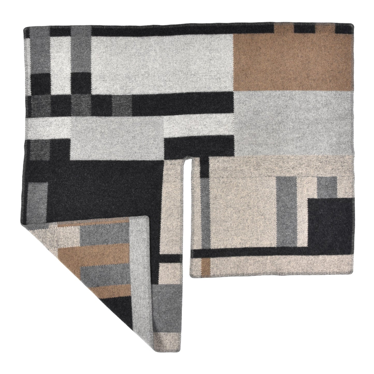 Cashmere Wool Mega Check Cape Scarf Scarf Natural