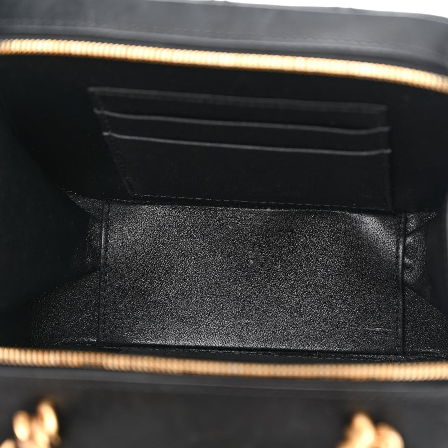 Lambskin Quilted Top Handle Small Vanity Case Black