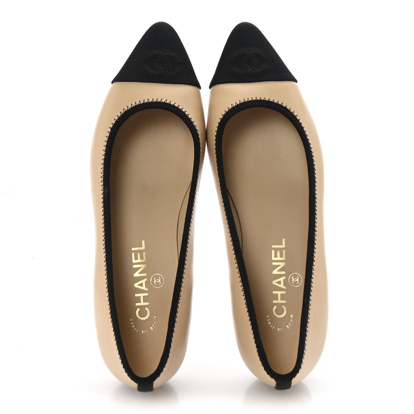 Lambskin Grosgrain Cap Toe Chain Pumps 38 Beige Black