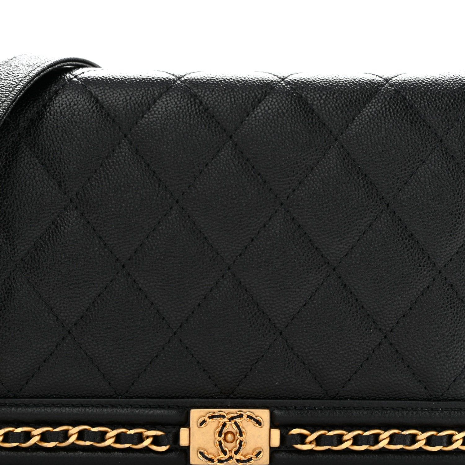 Chanel Caviar Quilted Chain Around Boy Wallet On Chain WOC Black 9 of 13