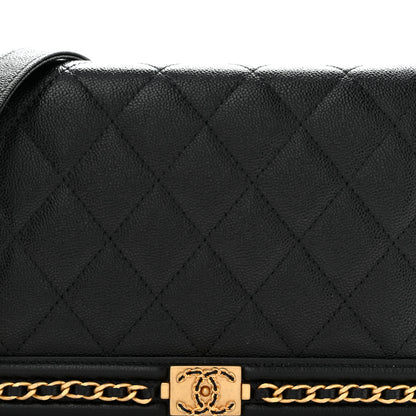 Chanel Caviar Quilted Chain Around Boy Wallet On Chain WOC Black 9 of 13