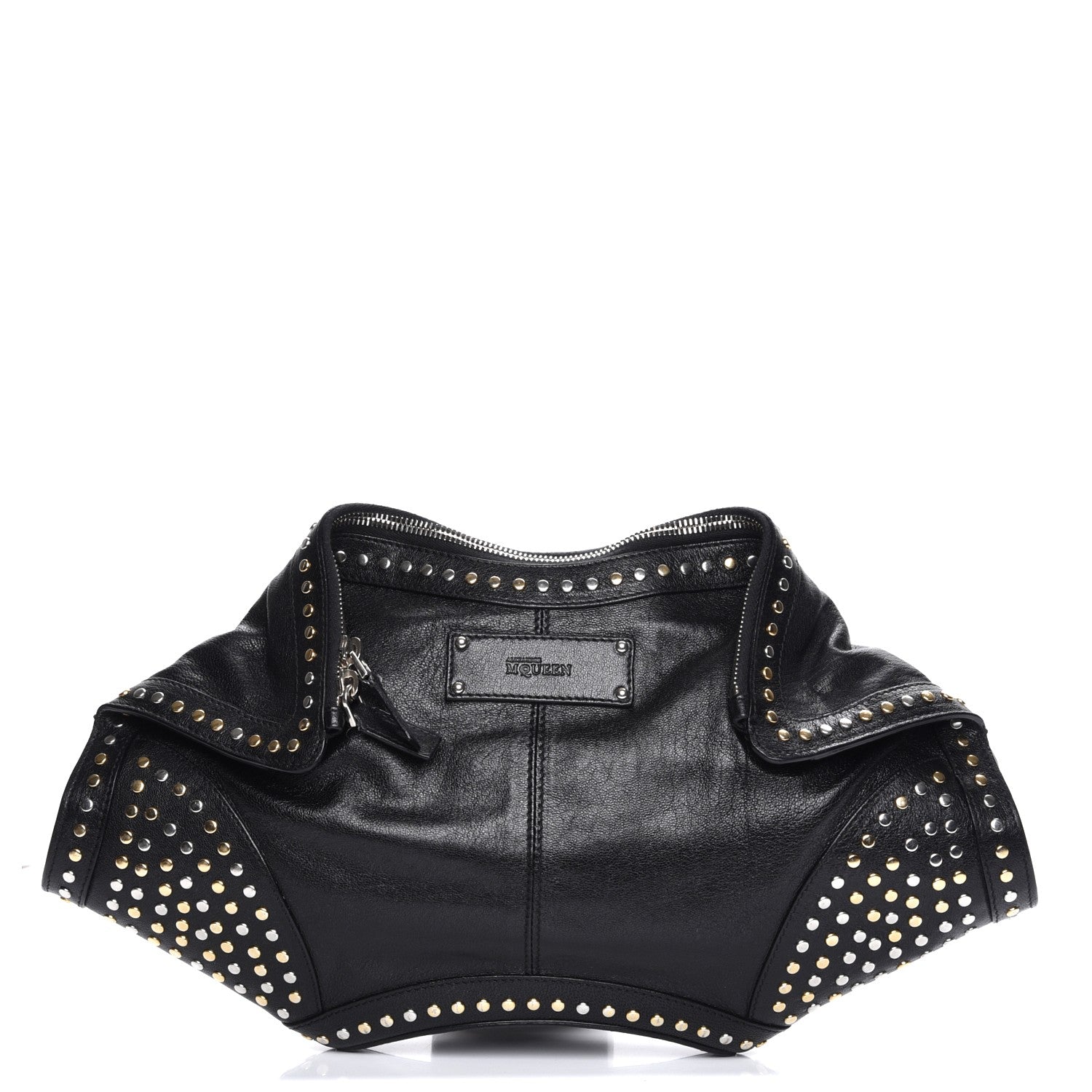 Alexander McQueen Calfskin Studded De Manta Clutch Black 1 of 7