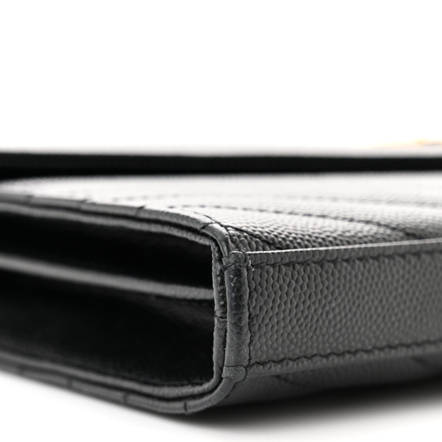 Grain De Poudre Matelasse Chevron Monogram Chain Wallet Black