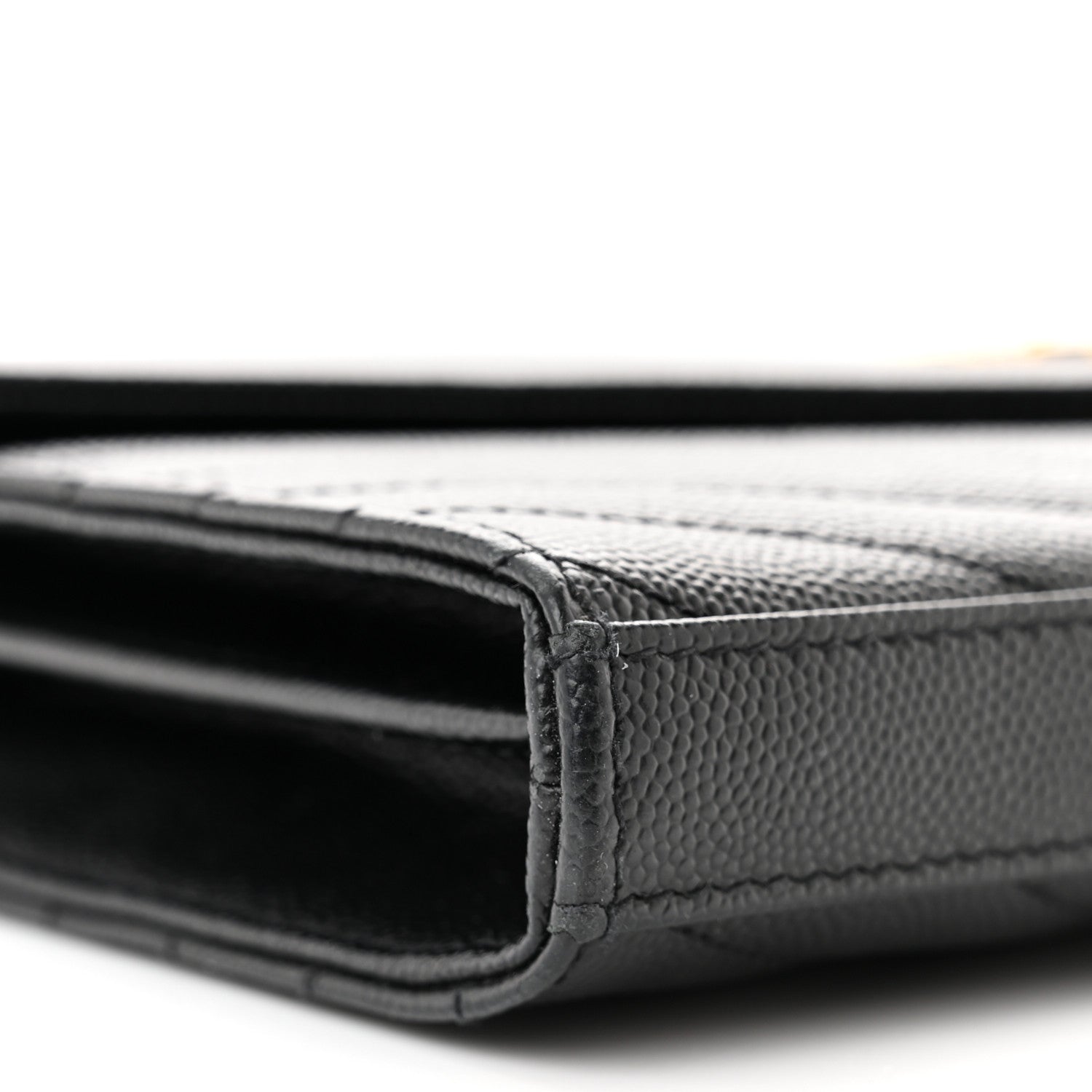 Saint Laurent Grain De Poudre Matelasse Chevron Monogram Chain Wallet Black 10 of 11