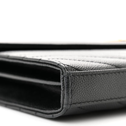 Saint Laurent Grain De Poudre Matelasse Chevron Monogram Chain Wallet Black 10 of 11