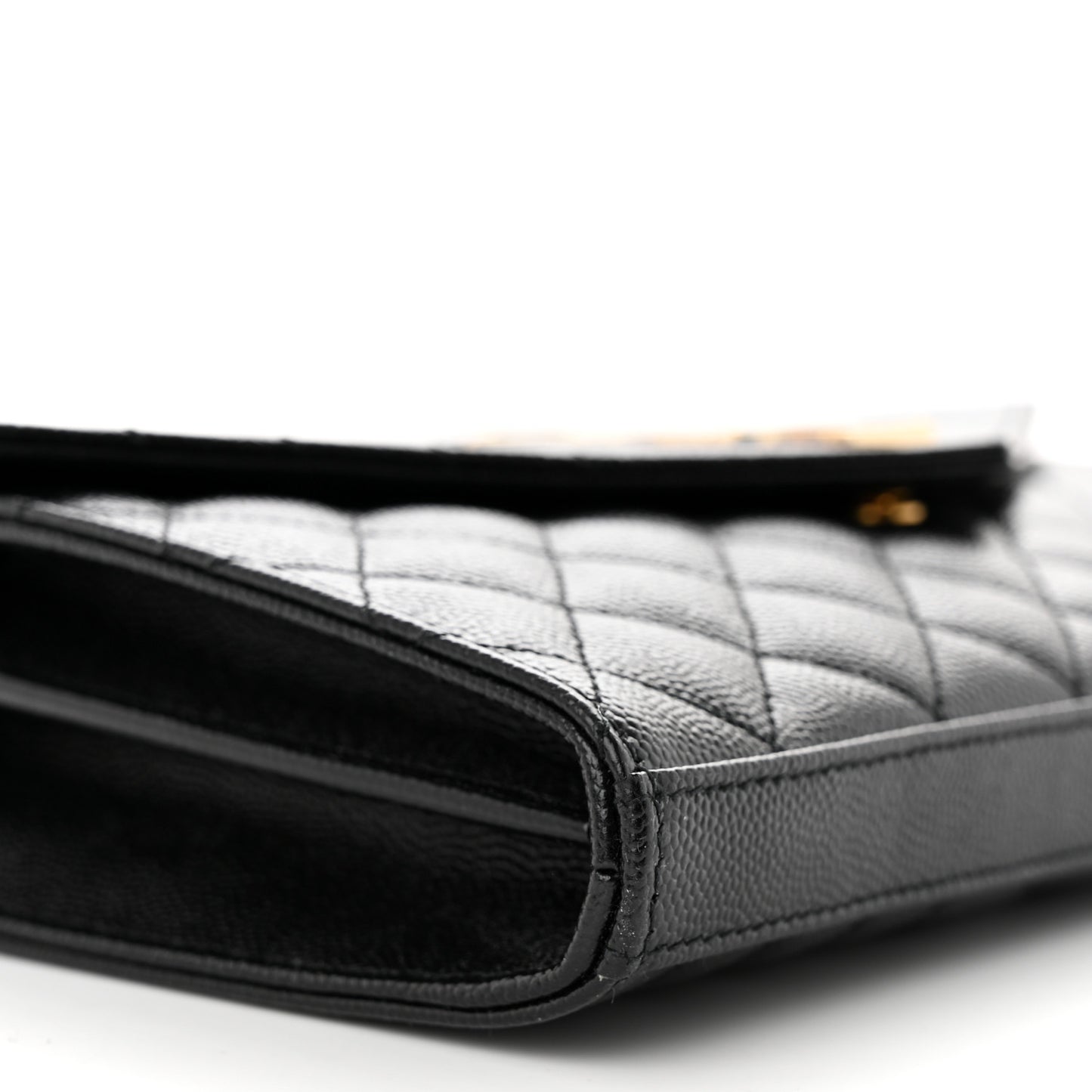 Grain De Poudre Mixed Matelasse Triquilt Monogram Chain Wallet Black
