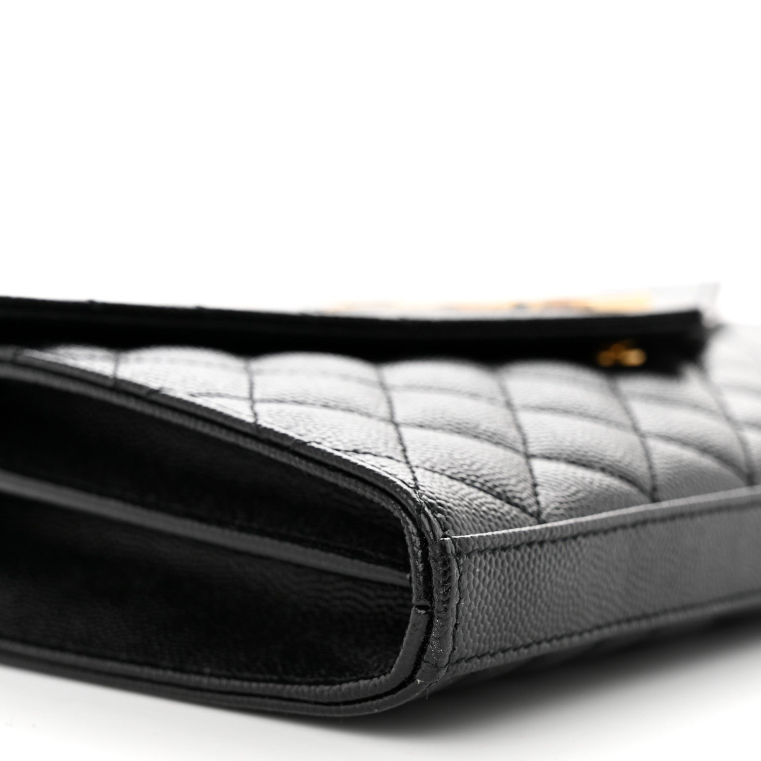 Saint Laurent Grain De Poudre Mixed Matelasse Triquilt Monogram Chain Wallet Black 9 of 10
