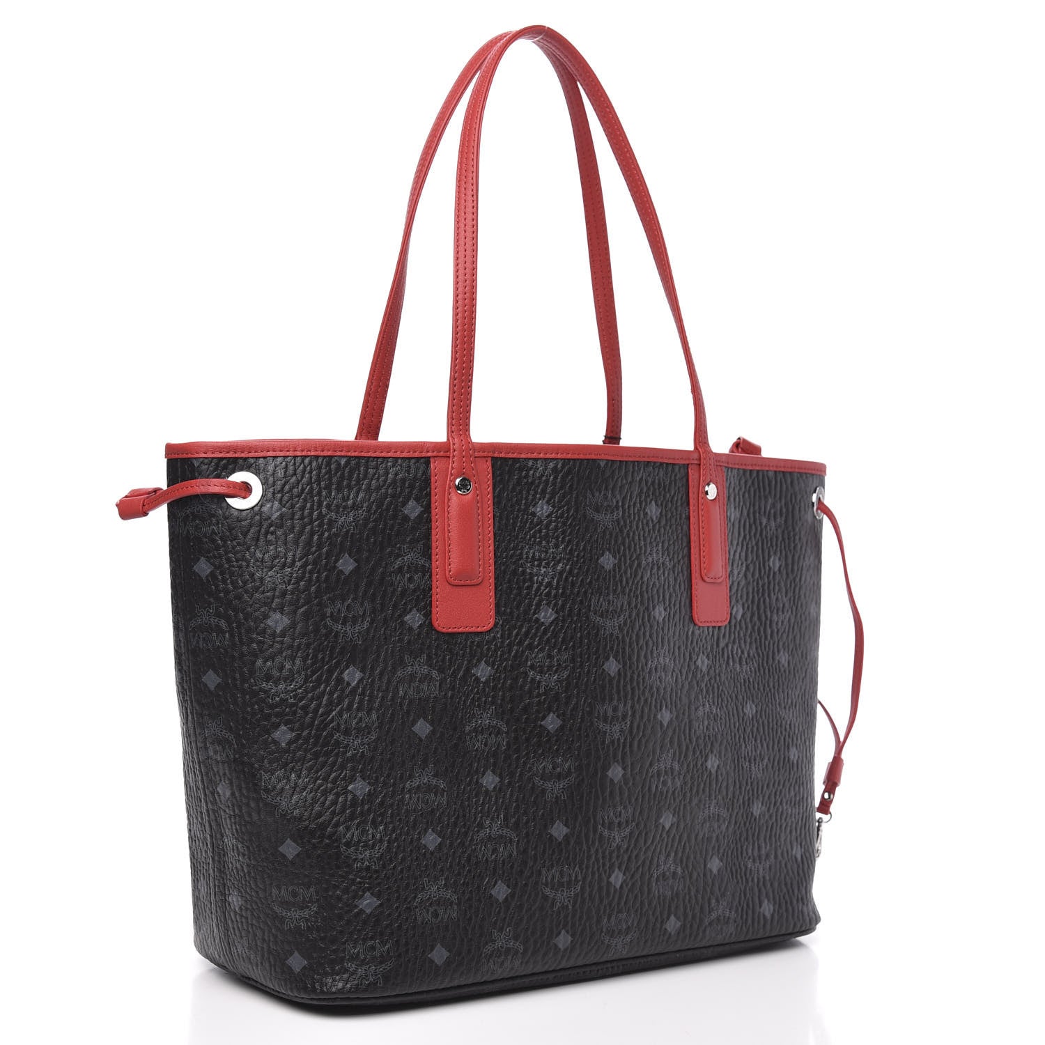 MCM Visetos Medium Liz Reversible Shopper Tote Black Red 5 of 13