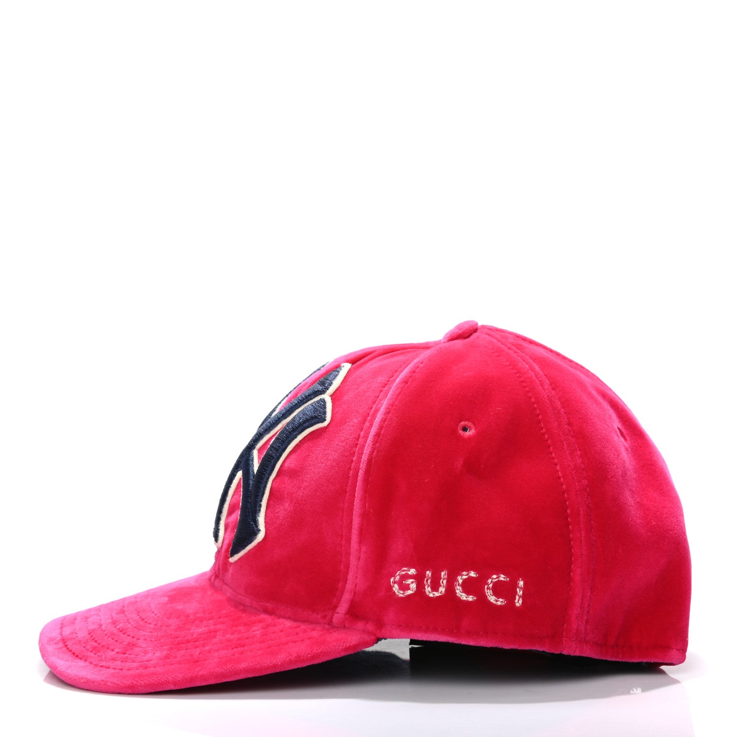 Gucci X MLB Velvet NY Yankees Baseball Hat 57-61 Pink 862921