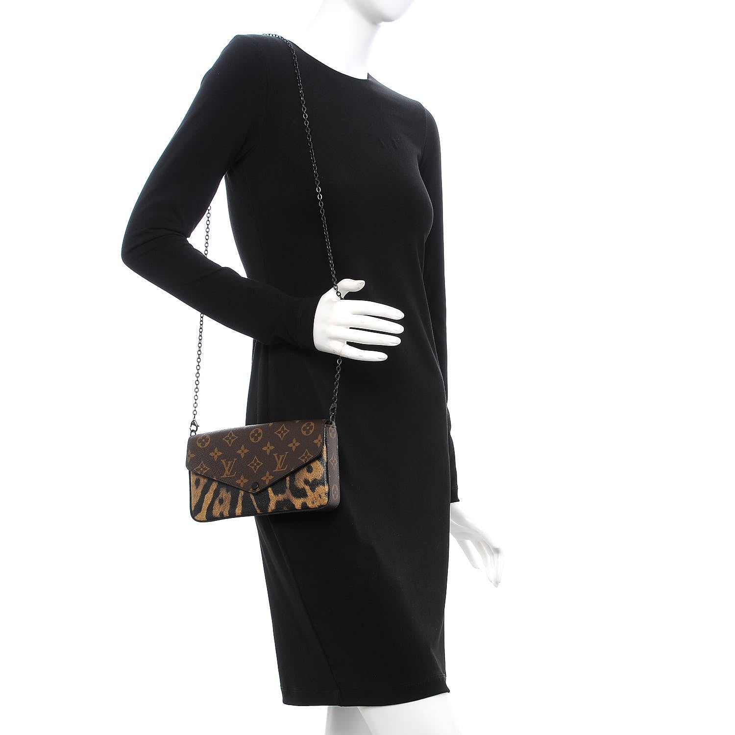 Louis Vuitton Monogram Animal Print Pochette Felicie Chain Wallet 2 of 10