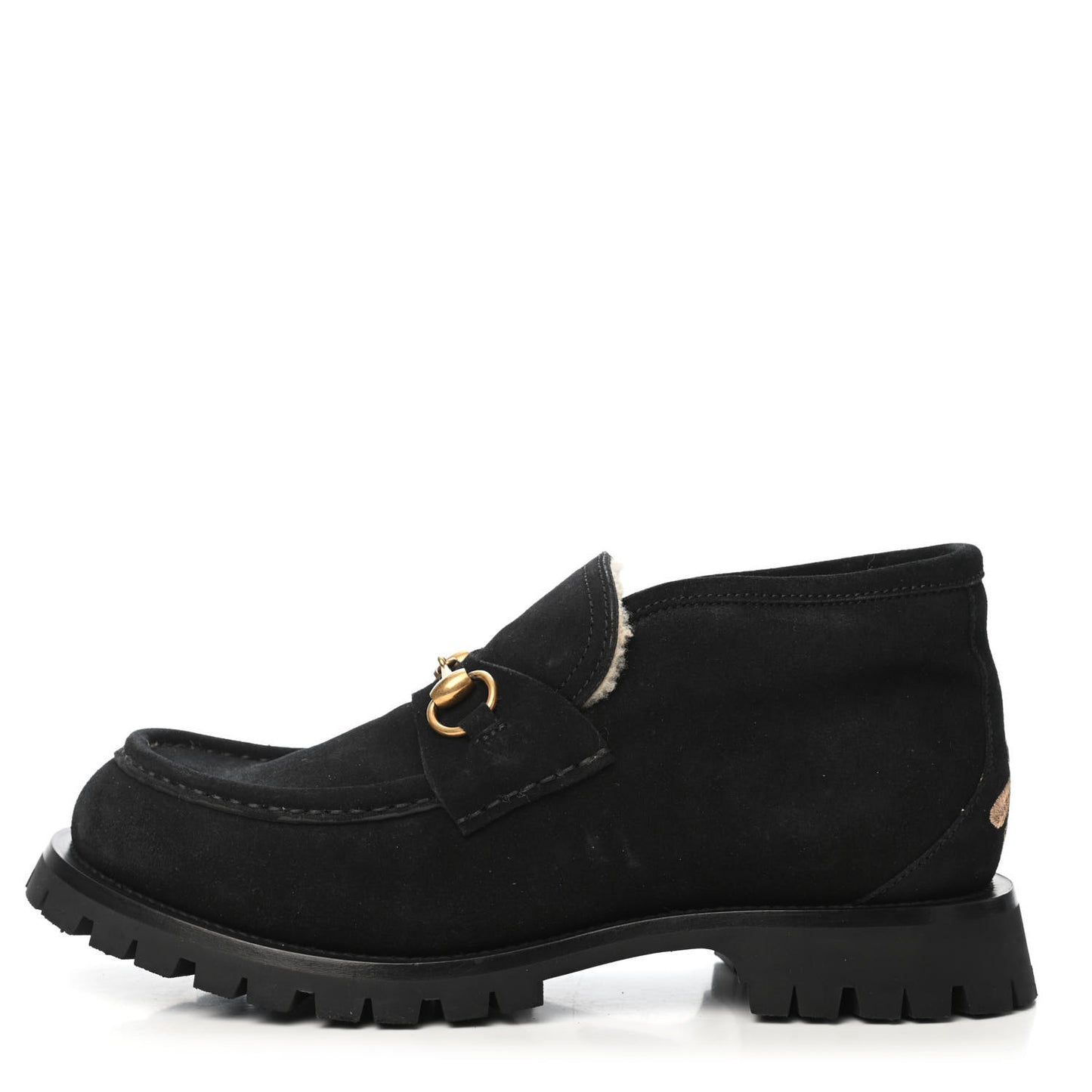 Suede Shearling Mens Harald Horsebit Ankle Boots 8 Black Butterscotch