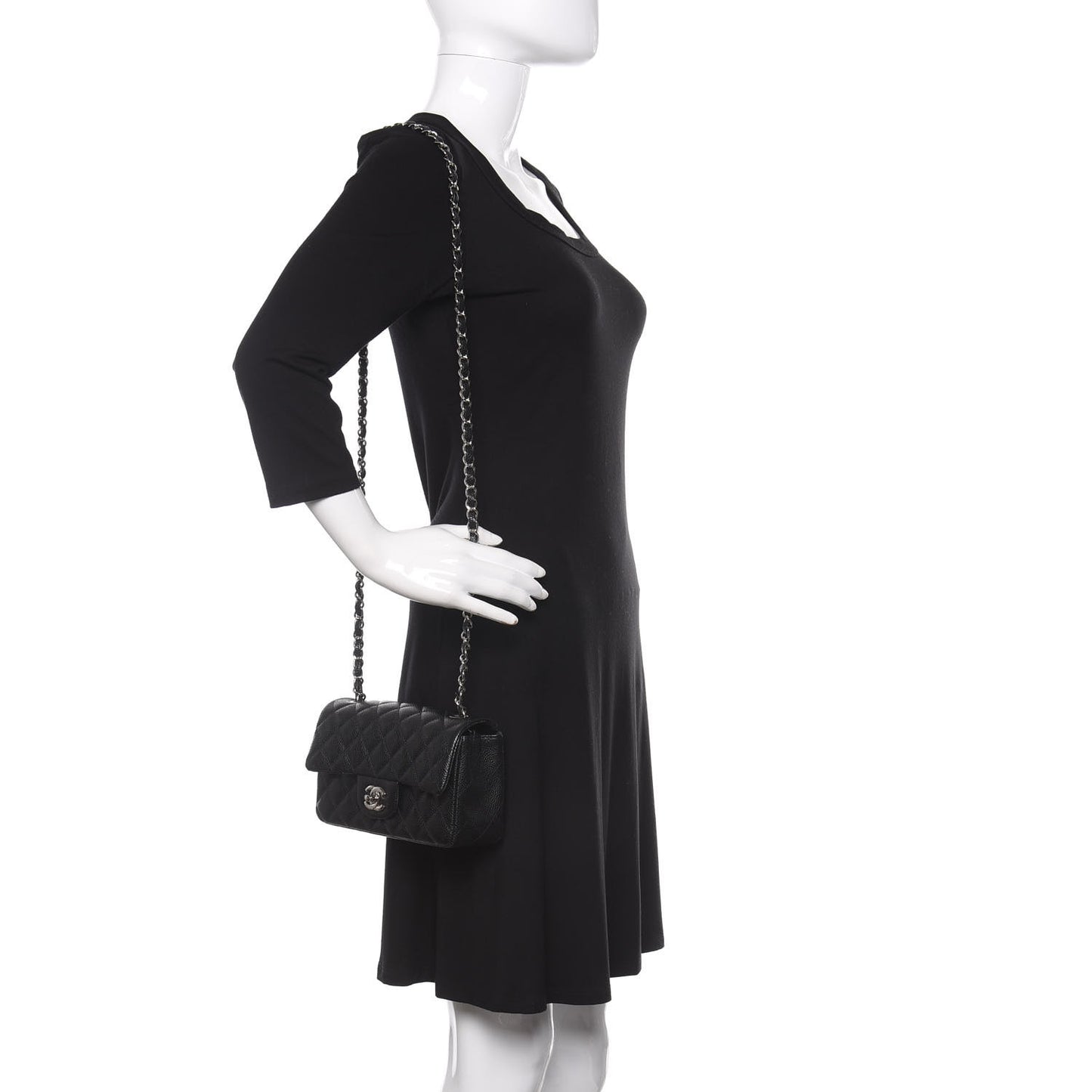 Caviar Quilted Mini Rectangular Flap Black