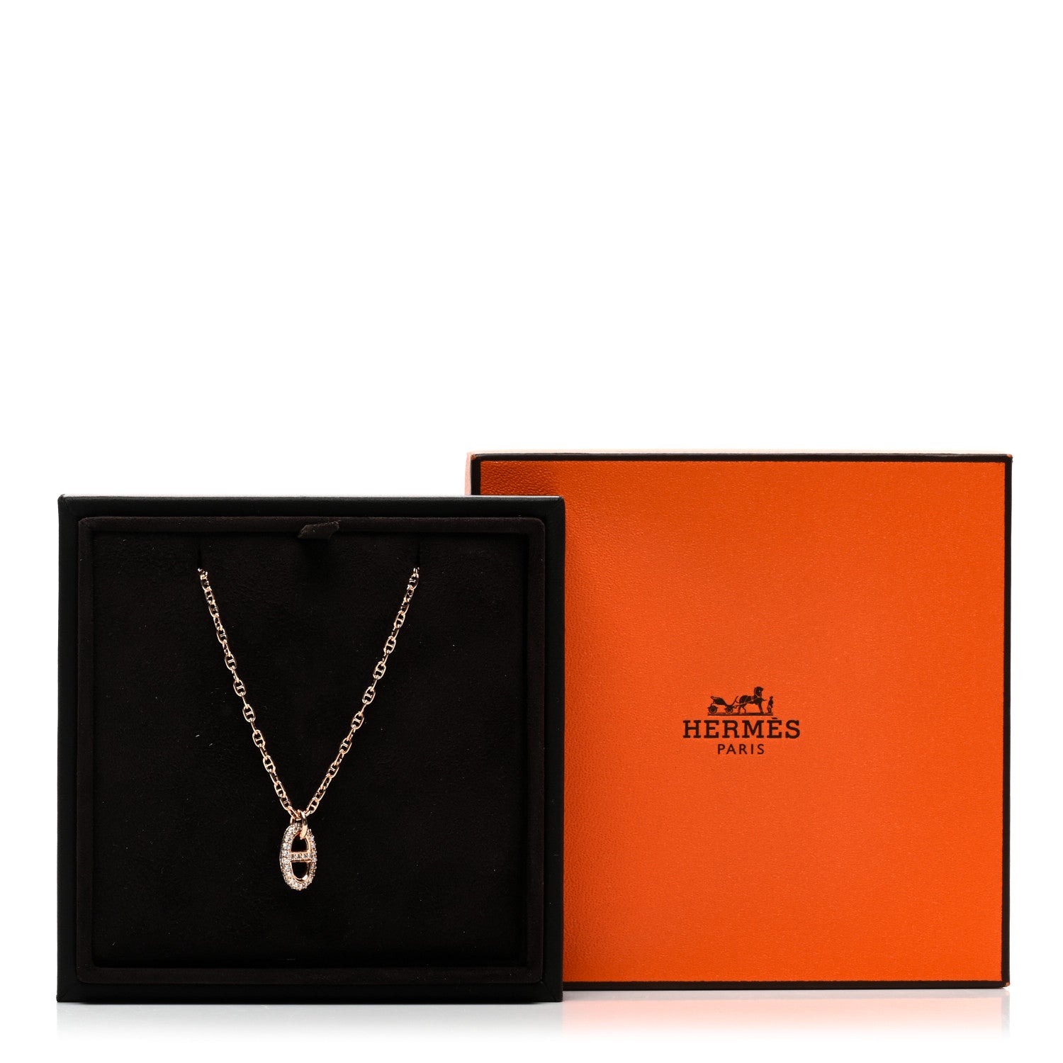 Hermes 18K Rose Gold Diamond PM New Farandole Pendant Necklace ST 5 of 5