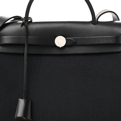 Hermes Military Toile Vache Hunter Herbag Zip Retourne 31 PM Black 9 of 11