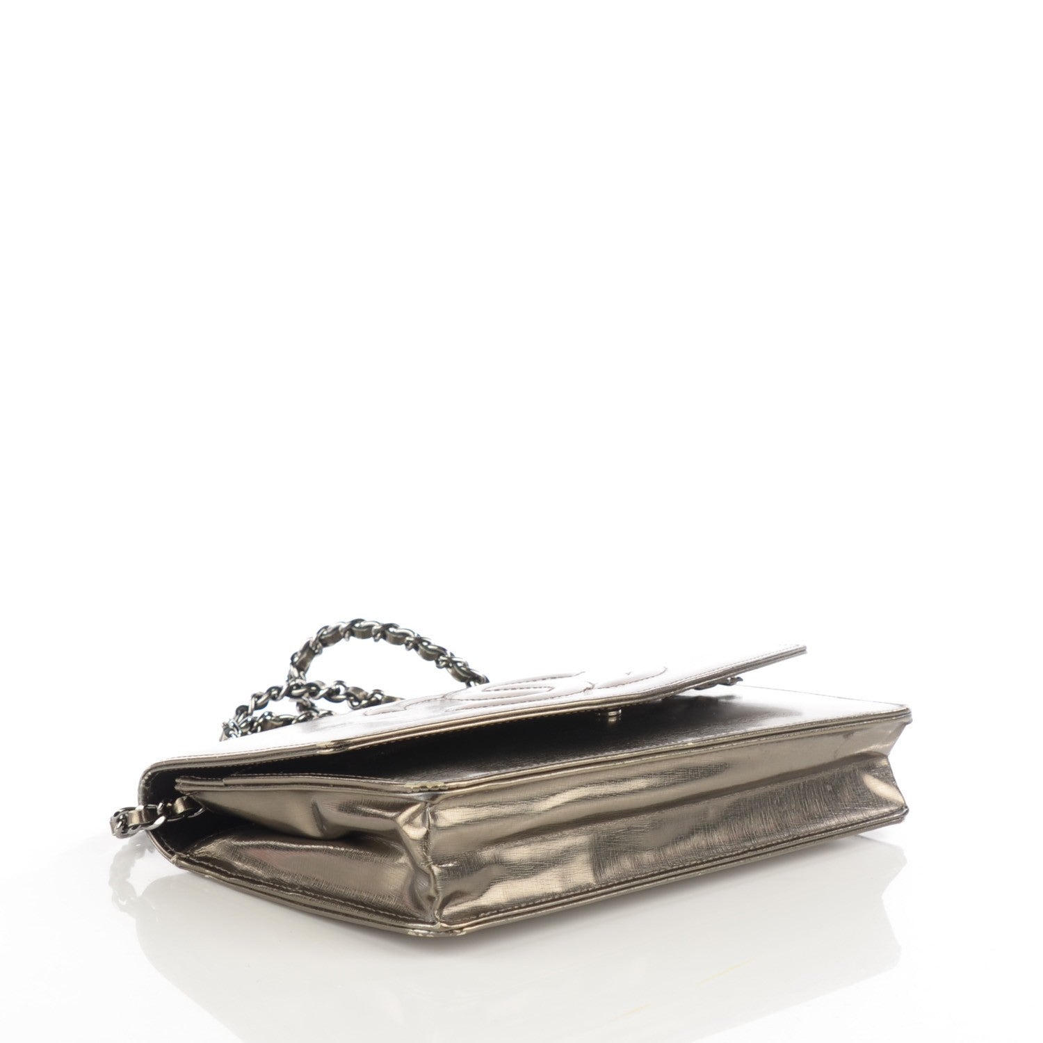 Chanel Metallic Calfskin Timeless CC Wallet on Chain WOC Bronze 4 of 9