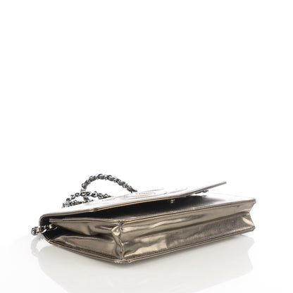 Chanel Metallic Calfskin Timeless CC Wallet on Chain WOC Bronze 4 of 9