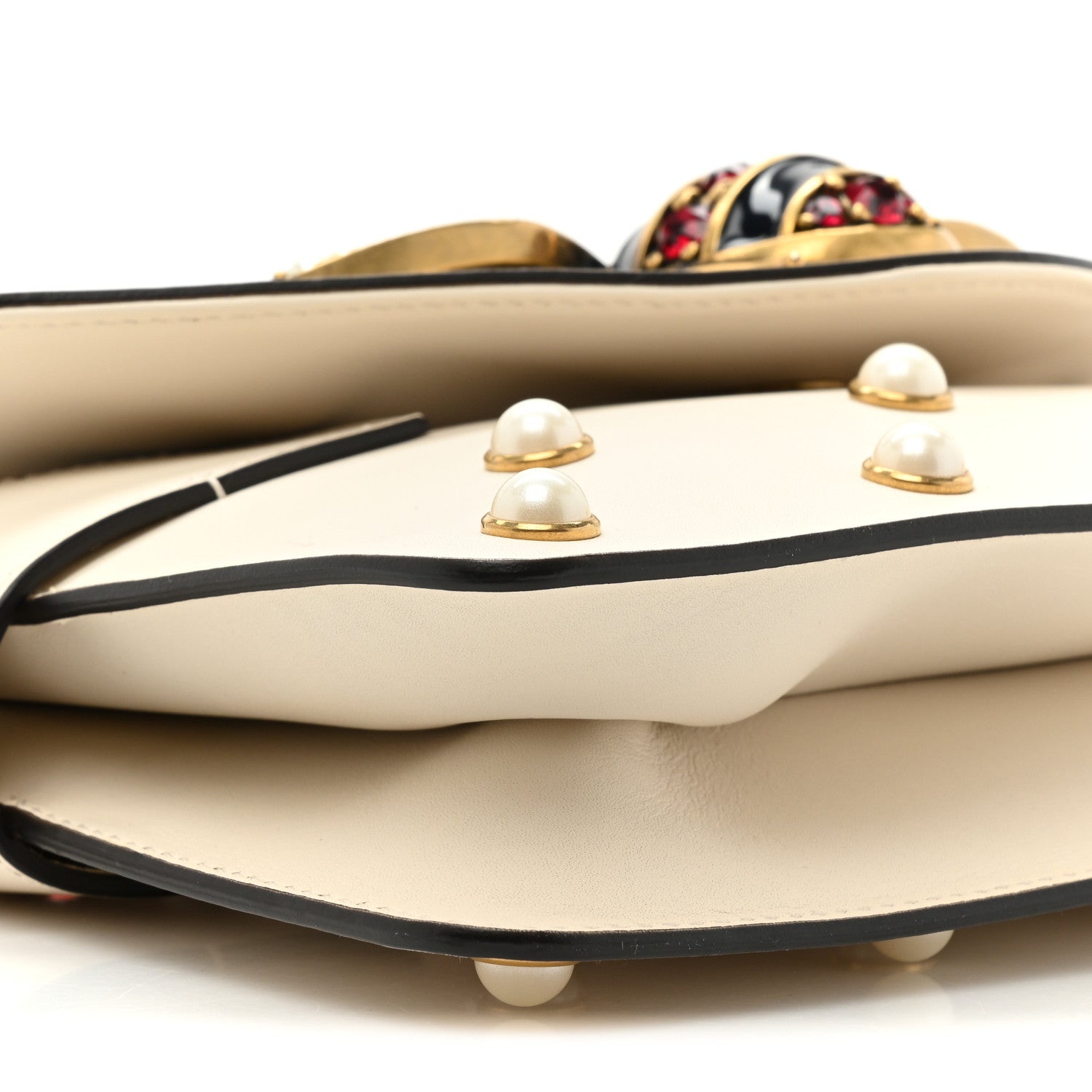 Gucci Nappa Pearl Studded Mini Queen Margaret Broadway Shoulder Bag Mystic White 9 of 10