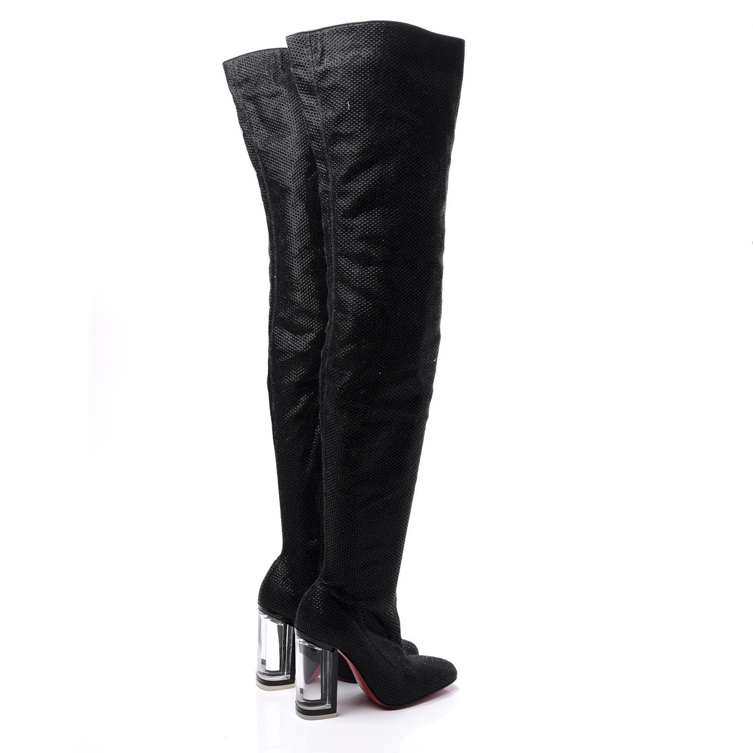 Christian Louboutin Glitter Diams New Gloria 100 Thigh High Boots 37 Black 4 of 8
