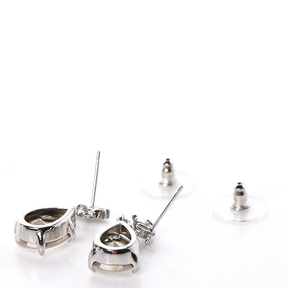 Chanel Crystal CC Drop Earrings Silver 2 of 5