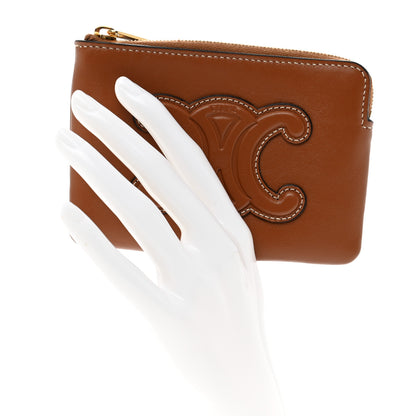 Celine Smooth Calfskin Cuir Triomphe Coin and Card Pouch With Hook Tan 2 of 6
