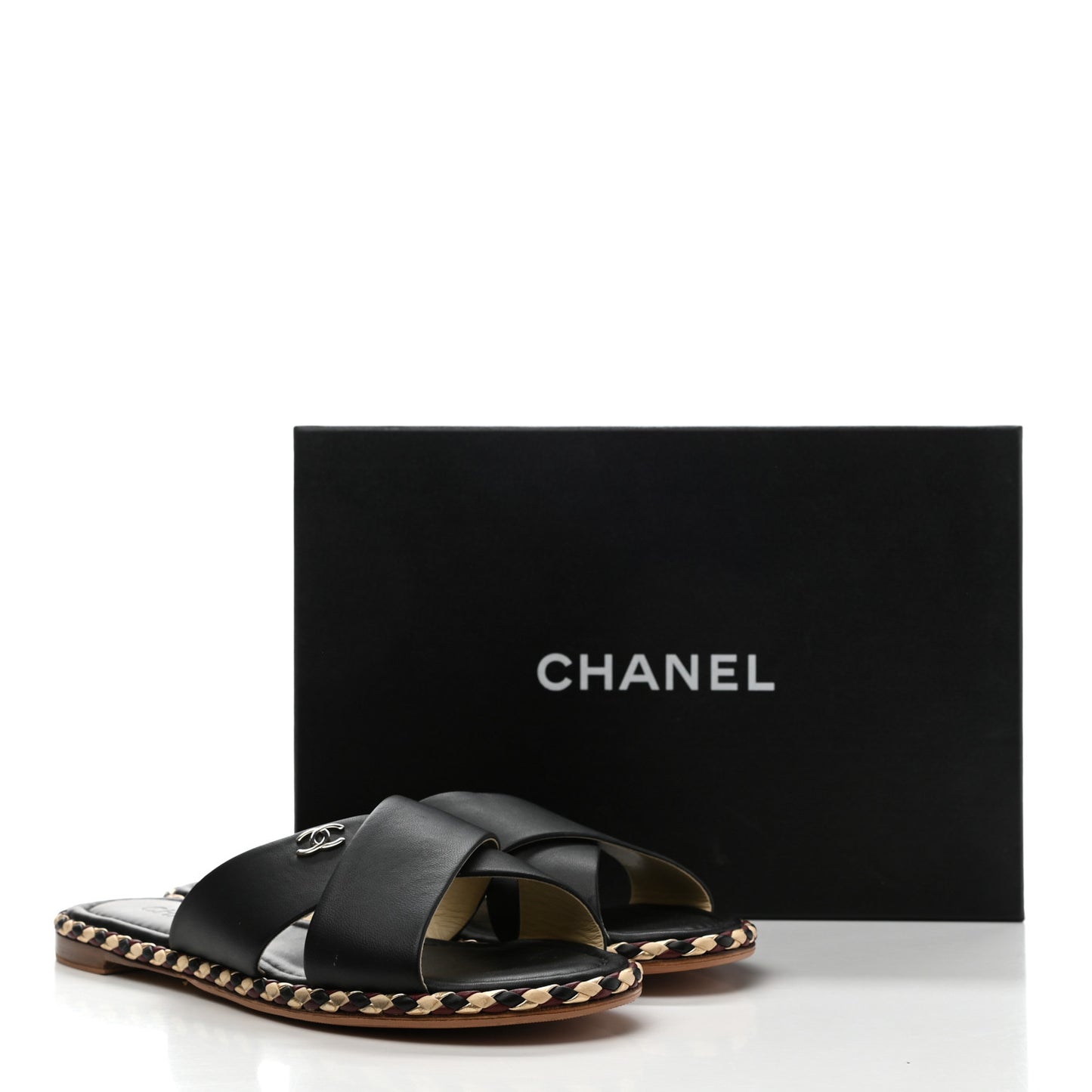 Lambskin Braided Mule Sandals 40 Black