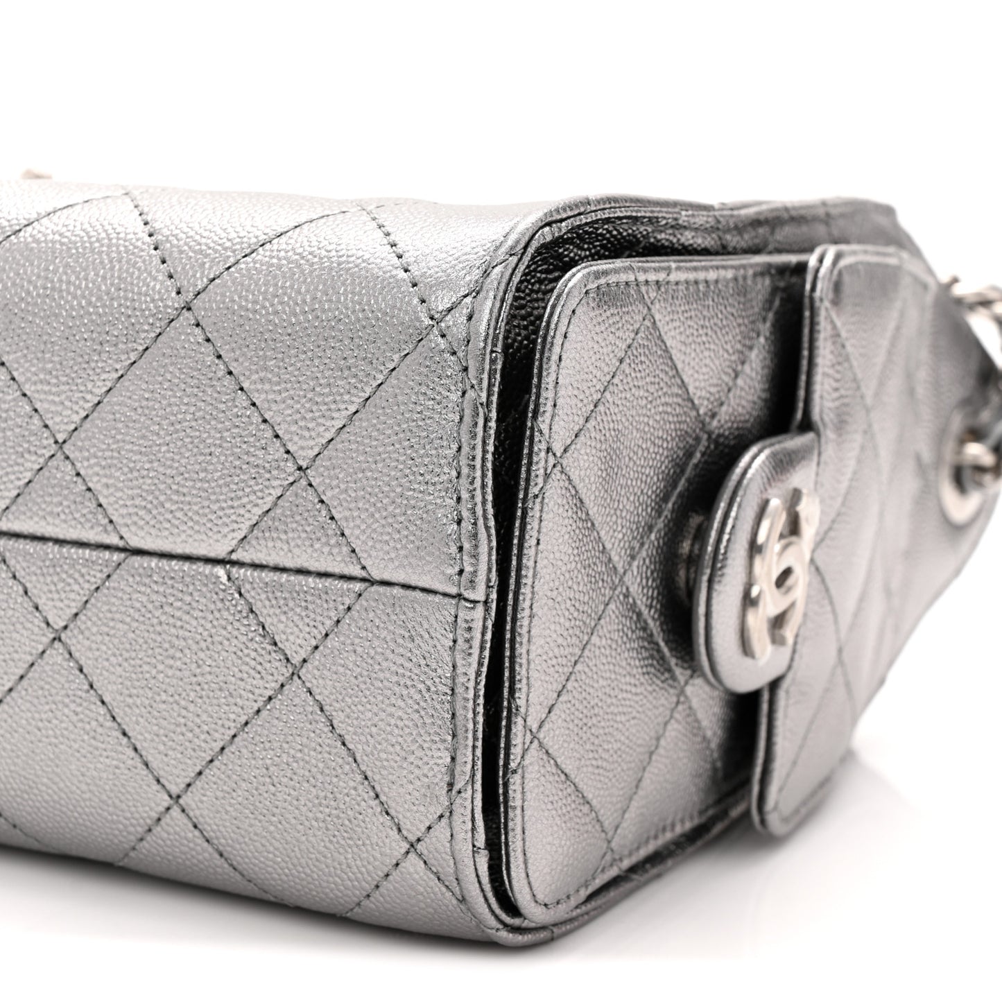 Metallic Caviar Quilted Mini Chanel 25 Handbag Anthracite