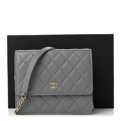 Chanel Caviar Quilted Square Wallet On Chain WOC Grey 11 of 11